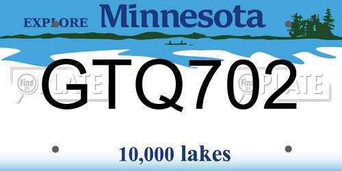GTQ702 Minnesota License Plate