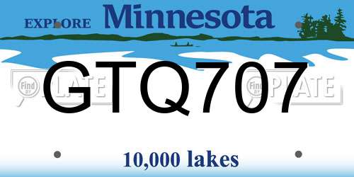 GTQ707 Minnesota License Plate