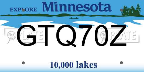GTQ70Z Minnesota License Plate