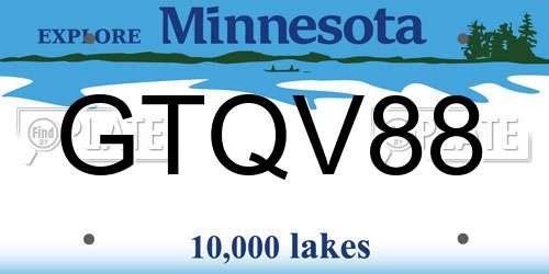 GTQV88 Minnesota License Plate