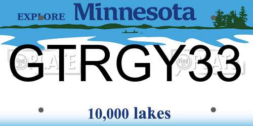 GTRGY33 Minnesota License Plate