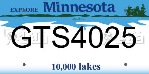 GTS4025 Minnesota License Plate