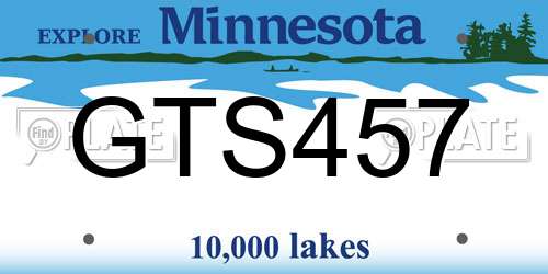 GTS457 Minnesota License Plate