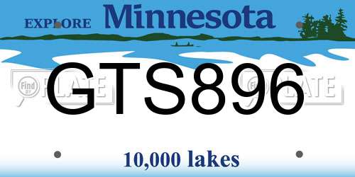 GTS896 Minnesota License Plate