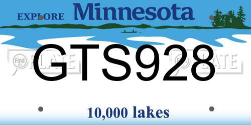 GTS928 Minnesota License Plate