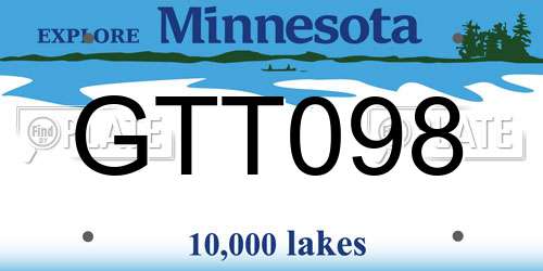 GTT098 Minnesota License Plate