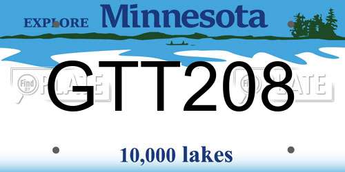 GTT208 Minnesota License Plate