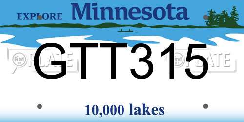 GTT315 Minnesota License Plate