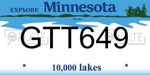 GTT649 Minnesota License Plate