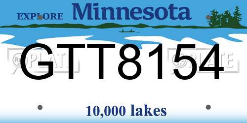 GTT8154 Minnesota License Plate