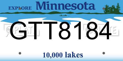 GTT8184 Minnesota License Plate