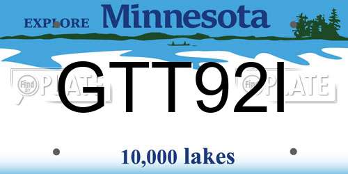 GTT92I Minnesota License Plate