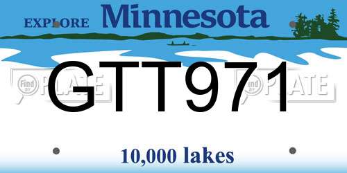 GTT971 Minnesota License Plate