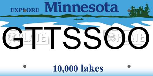 GTTSSOO Minnesota License Plate