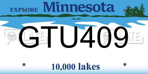 GTU409 Minnesota License Plate
