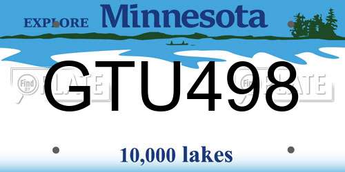 GTU498 Minnesota License Plate