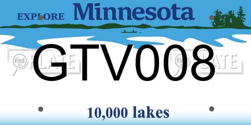 GTV008 Minnesota License Plate