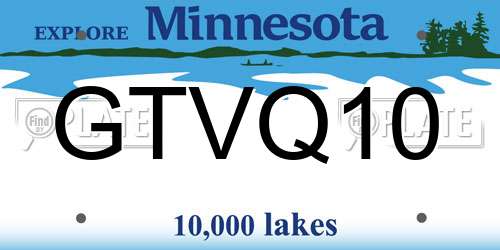 GTVQ10 Minnesota License Plate