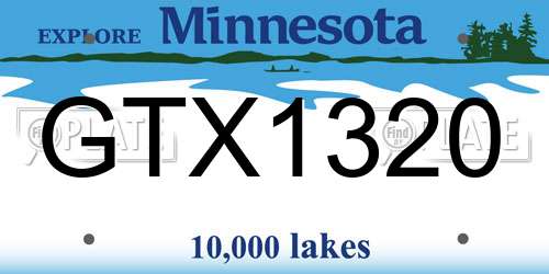 GTX1320 Minnesota License Plate