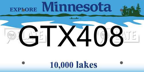 GTX408 Minnesota License Plate