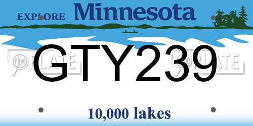 GTY239 Minnesota License Plate