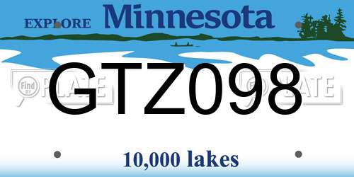 GTZ098 Minnesota License Plate