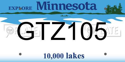 GTZ105 Minnesota License Plate