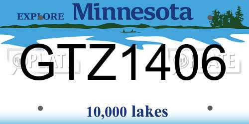 GTZ1406 Minnesota License Plate