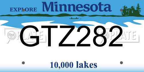 GTZ282 Minnesota License Plate