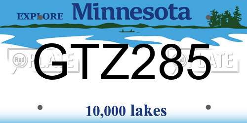 GTZ285 Minnesota License Plate