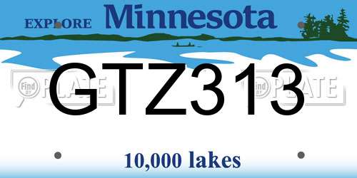 GTZ313 Minnesota License Plate