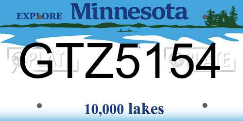 GTZ5154 Minnesota License Plate