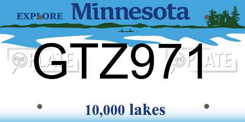 GTZ971 Minnesota License Plate