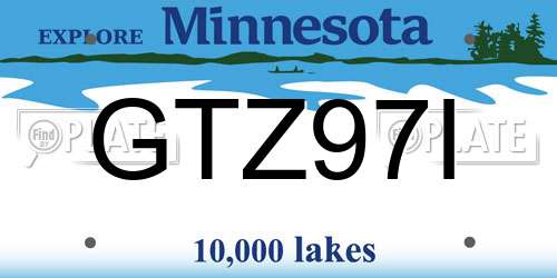 GTZ97I Minnesota License Plate