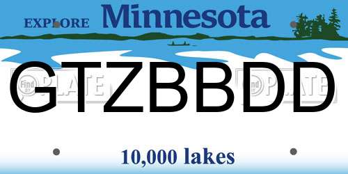 GTZBBDD Minnesota License Plate