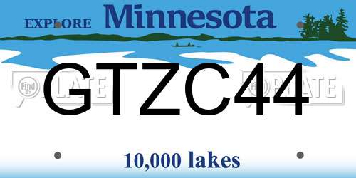 GTZC44 Minnesota License Plate