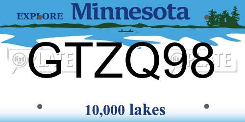 GTZQ98 Minnesota License Plate