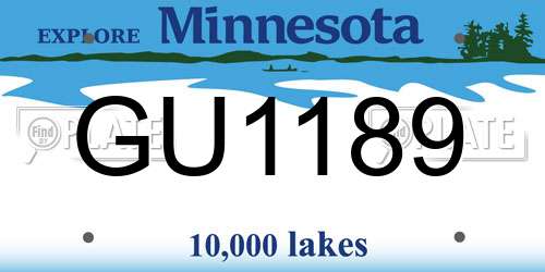 GU1189 Minnesota License Plate