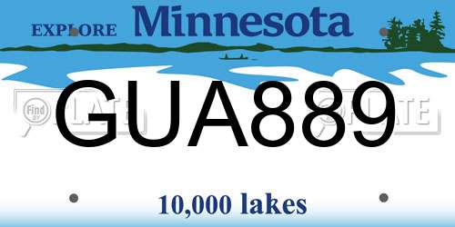 GUA889 Minnesota License Plate
