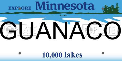 GUANACO Minnesota License Plate
