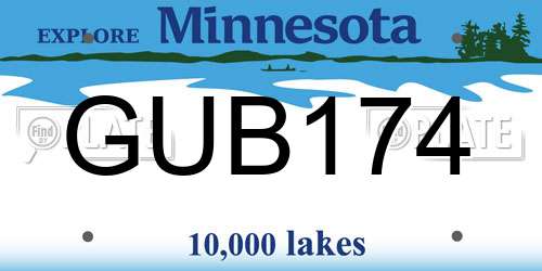 GUB174 Minnesota License Plate