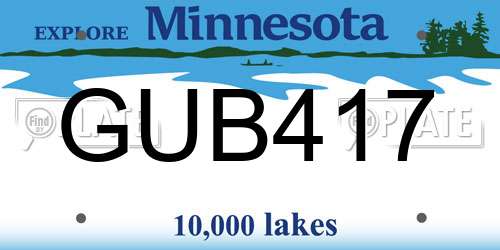 GUB417 Minnesota License Plate