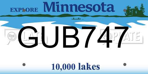 GUB747 Minnesota License Plate