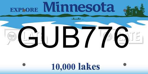GUB776 Minnesota License Plate