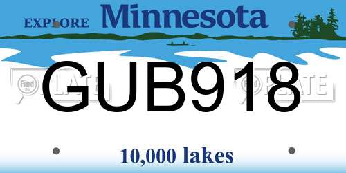 GUB918 Minnesota License Plate