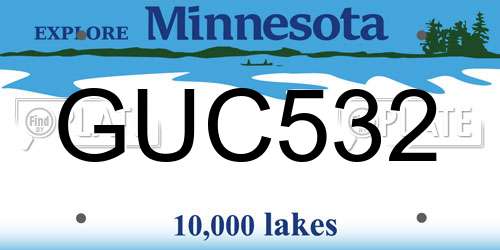 GUC532 Minnesota License Plate