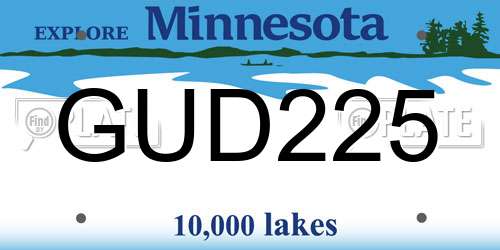 GUD225 Minnesota License Plate