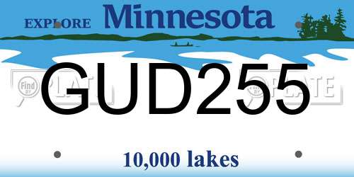 GUD255 Minnesota License Plate