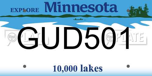 GUD501 Minnesota License Plate