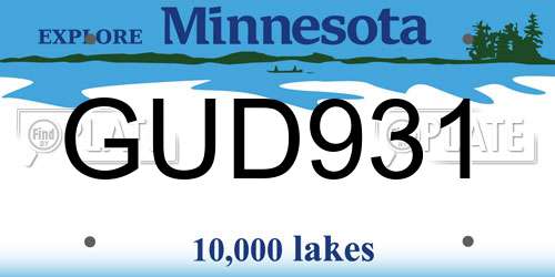 GUD931 Minnesota License Plate